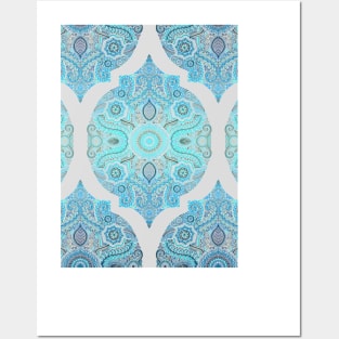 Through Ocean & Sky - turquoise & blue Moroccan pattern Posters and Art